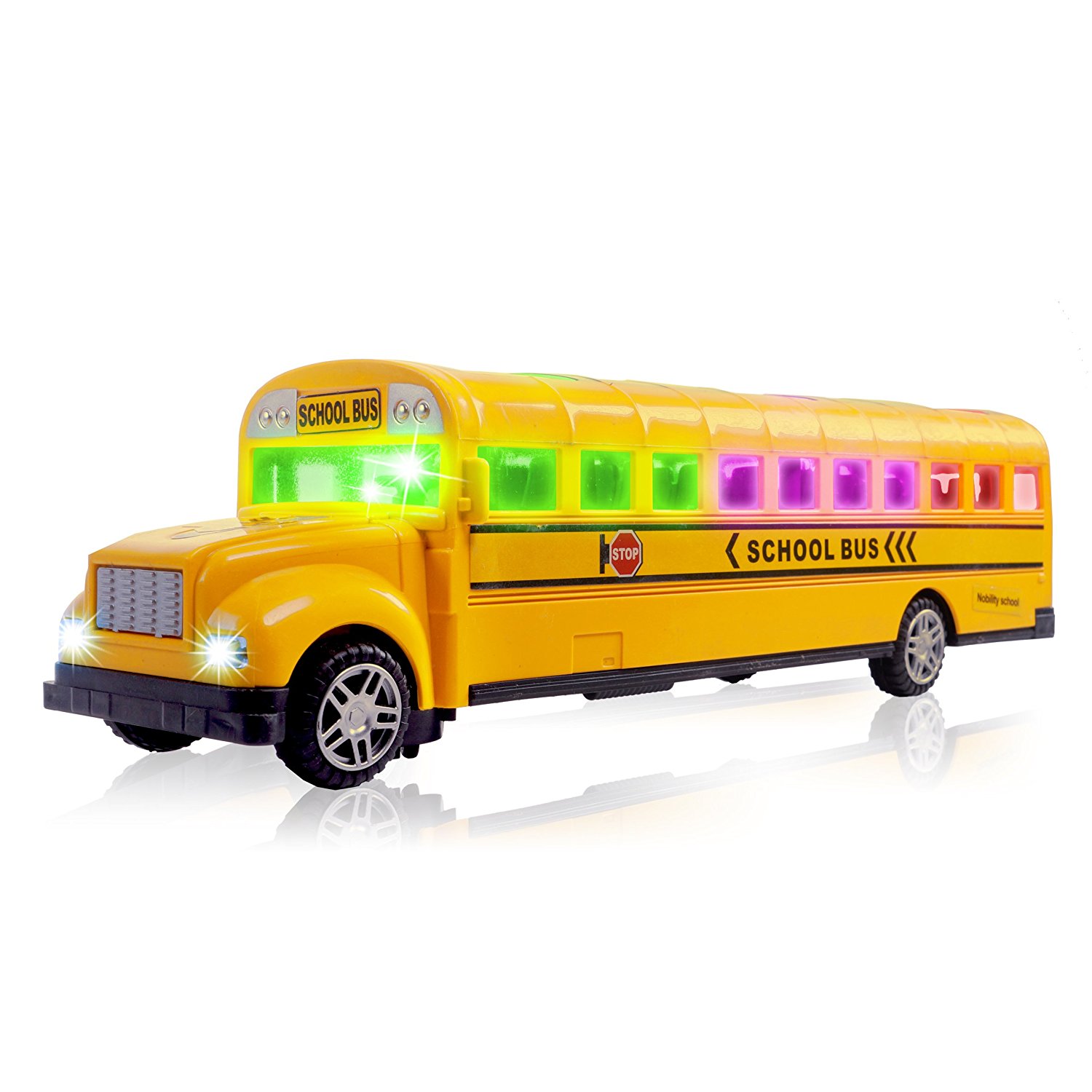 WolVol Activity Musical Yellow School Bus Toy With Headlights Moves and Rides O for sale online 
