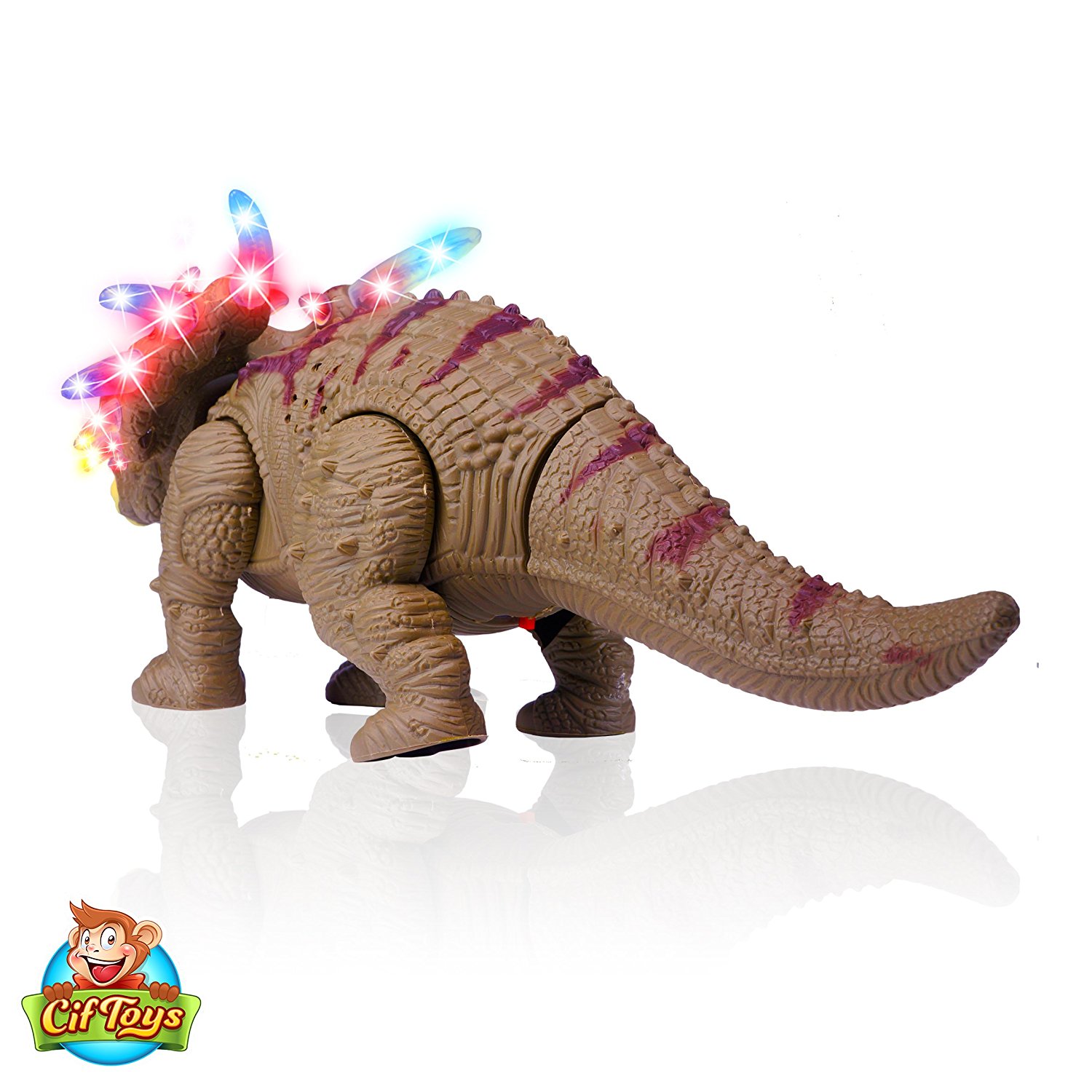 Kids Real Movement  Walking Triceratops Dinosaur Figure With Lights Sounds Toy 